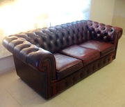 GENUINE,  HAND MADE,  LEATHER MORAN-HAMPSHIRE,  3 SEATER CHESTERFIELD